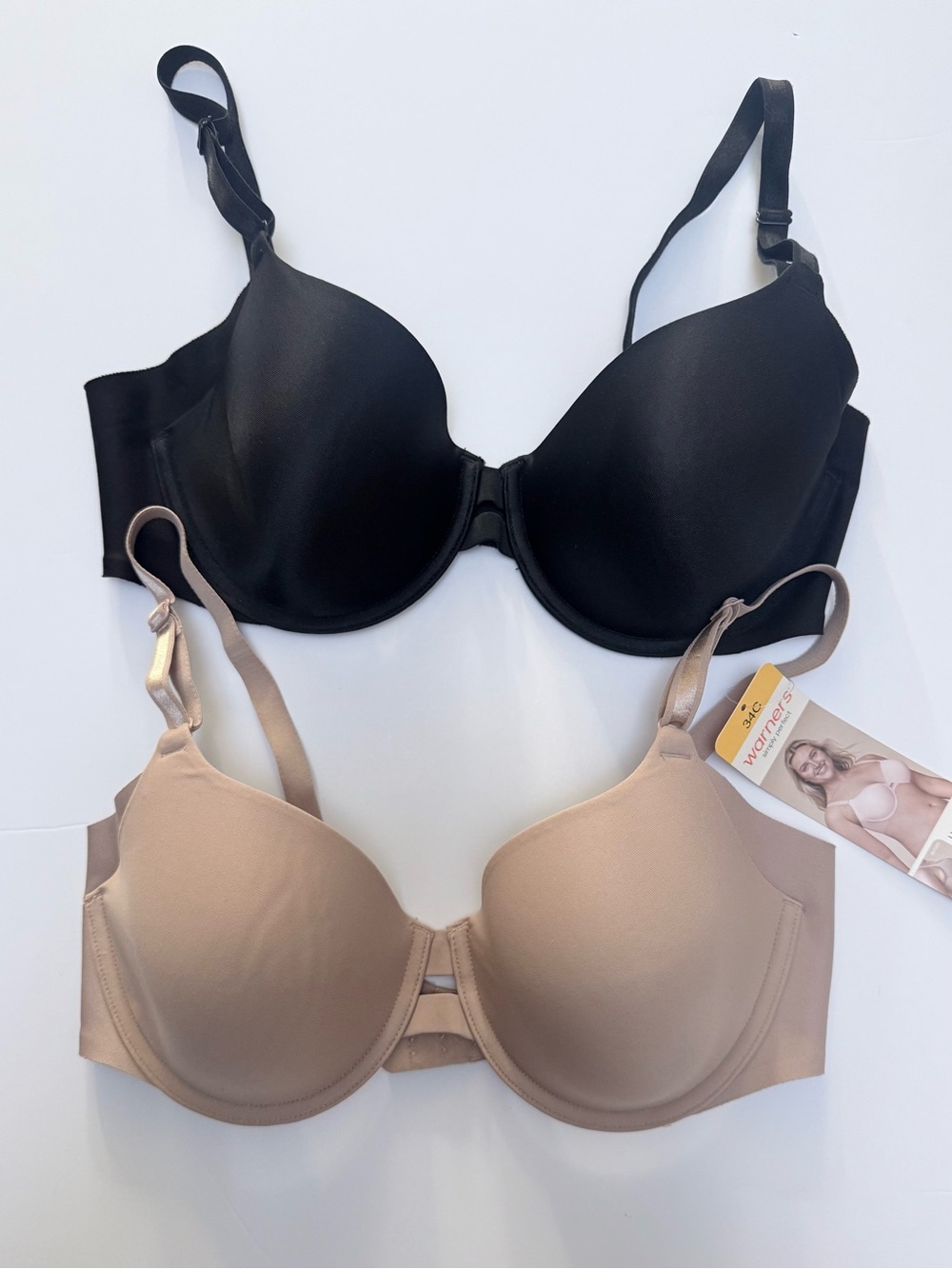 Warner's Womens 2 T-Shirt Bra Lightly Lined Underwire Smoothing Underarm